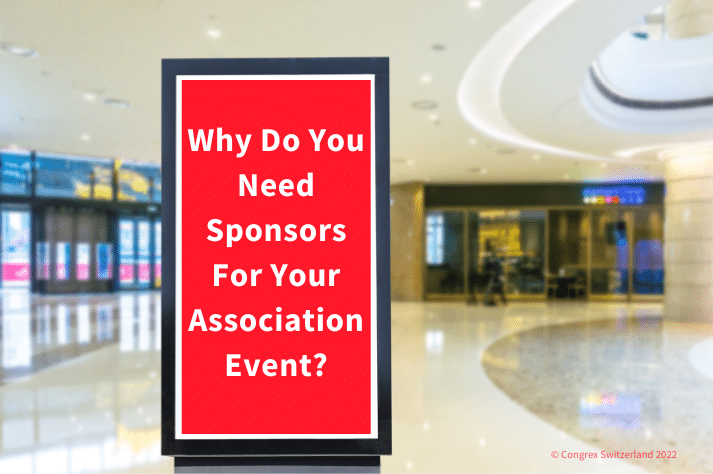 sponsorship opportunities image card showing a billboard inside of a conference center